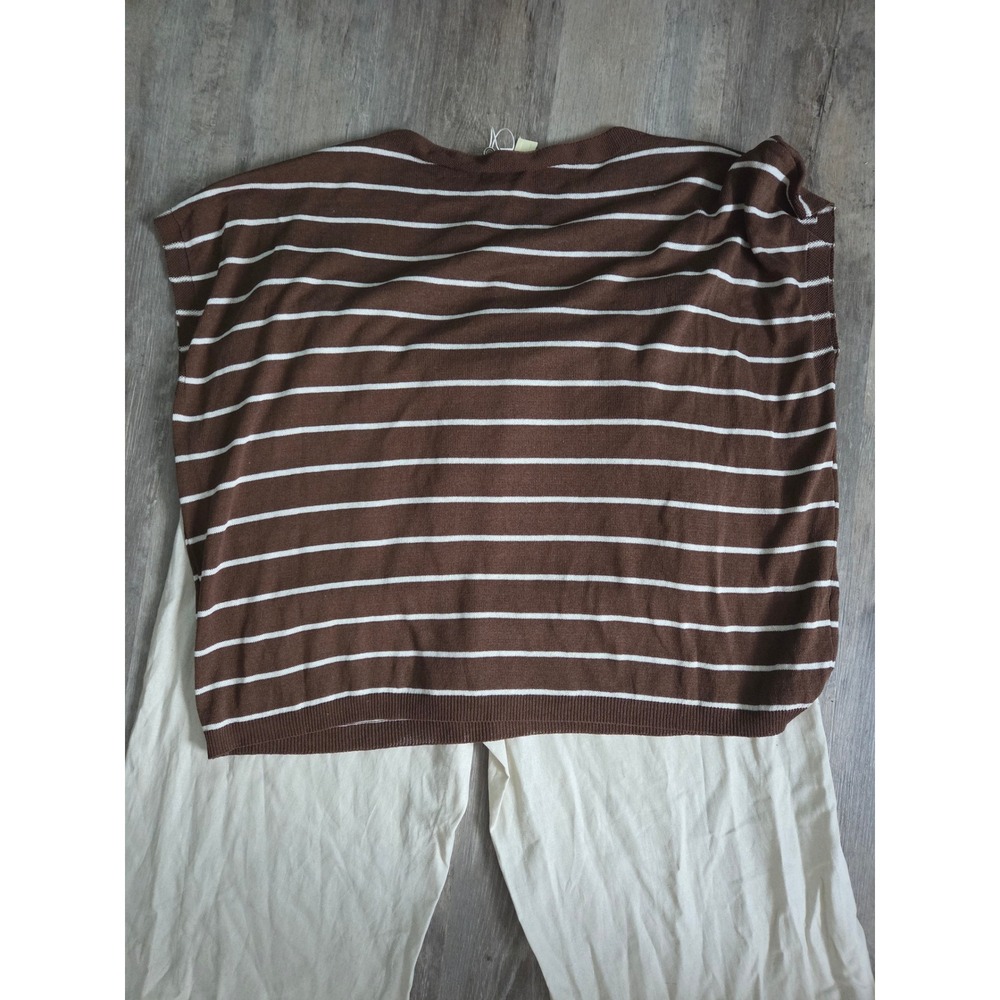 Max Studio London 2 Piece Set Striped Knit Top & Linen Blend Pants 1X NEW - Picture 7 of 8